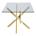 Xander 60" Glass Top And Steel Base Dining Table in Gold