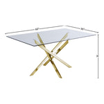 Xander 60" Glass Top And Steel Base Dining Table in Gold
