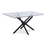 Xander 60" Glass Top And Steel Base Dining Table in Black