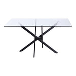 Xander 60" Glass Top And Steel Base Dining Table in Black