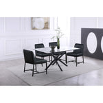 Xander 60" Glass Top And Steel Base Dining Table in Black