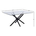 Xander 60" Glass Top And Steel Base Dining Table in Black