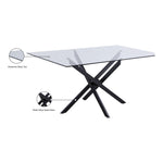 Xander 60" Glass Top And Steel Base Dining Table in Black