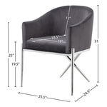 Xavier Velvet Upholstered Dining Chair in Grey