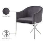 Xavier Velvet Upholstered Dining Chair in Grey