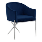 Xavier Velvet Upholstered Dining Chair in Navy