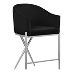 Xavier Velvet Upholstered Counter Stool in Black