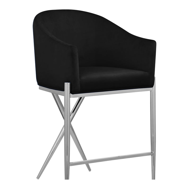 Xavier Velvet Upholstered Counter Stool in Black