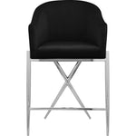 Xavier Velvet Upholstered Counter Stool in Black