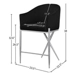 Xavier Velvet Upholstered Counter Stool in Black