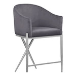 Xavier Velvet Upholstered Counter Stool in Grey