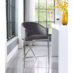 Xavier Velvet Upholstered Counter Stool in Grey