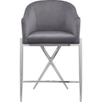 Xavier Velvet Upholstered Counter Stool in Grey