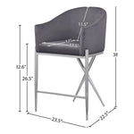 Xavier Velvet Upholstered Counter Stool in Grey
