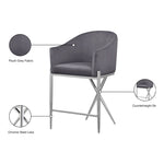 Xavier Velvet Upholstered Counter Stool in Grey