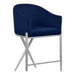 Xavier Velvet Upholstered Counter Stool in Navy