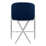 Xavier Velvet Upholstered Counter Stool in Navy