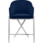 Xavier Velvet Upholstered Counter Stool in Navy