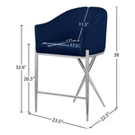 Xavier Velvet Upholstered Counter Stool in Navy