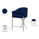 Xavier Velvet Upholstered Counter Stool in Navy