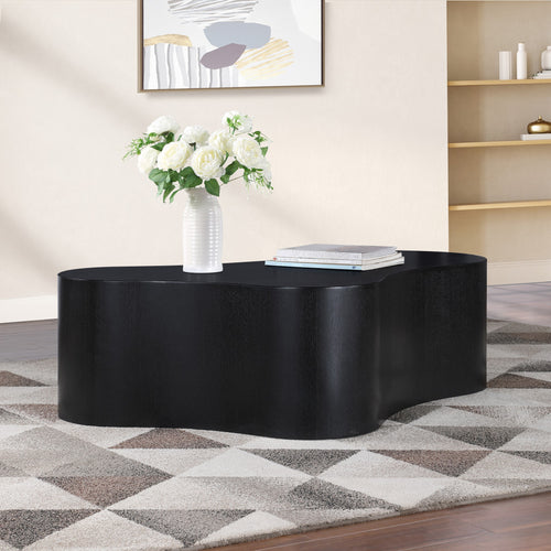 Zaire Solid Wood And Burl Veneer Coffee Table in Black
