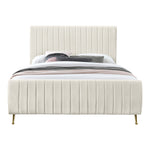 Zara Velvet Upholstered King Bed (3 Boxes) in Cream