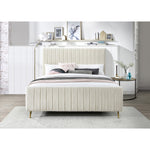 Zara Velvet Upholstered King Bed (3 Boxes) in Cream