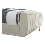 Zara Velvet Upholstered King Bed (3 Boxes) in Cream