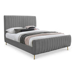 Zara Velvet Upholstered King Bed (3 Boxes) in Grey