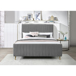 Zara Velvet Upholstered King Bed (3 Boxes) in Grey