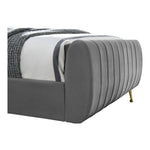 Zara Velvet Upholstered King Bed (3 Boxes) in Grey