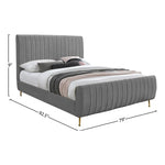 Zara Velvet Upholstered King Bed (3 Boxes) in Grey
