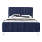 Zara Velvet Upholstered King Bed (3 Boxes) in Navy