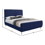 Zara Velvet Upholstered King Bed (3 Boxes) in Navy