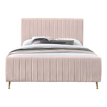 Zara Velvet Upholstered King Bed (3 Boxes) in Pink