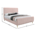 Zara Velvet Upholstered King Bed (3 Boxes) in Pink