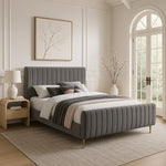 Zara Velvet Upholstered Queen Bed (3 Boxes) in Grey