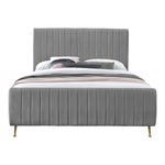 Zara Velvet Upholstered Queen Bed (3 Boxes) in Grey
