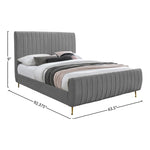 Zara Velvet Upholstered Queen Bed (3 Boxes) in Grey