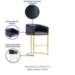 Louvre Metal Upholstered Barstool in Black