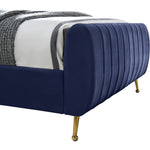 Zara Velvet Upholstered Queen Bed (3 Boxes) in Navy