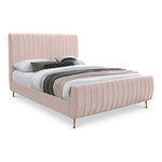 Zara Velvet Upholstered Queen Bed (3 Boxes) in Pink