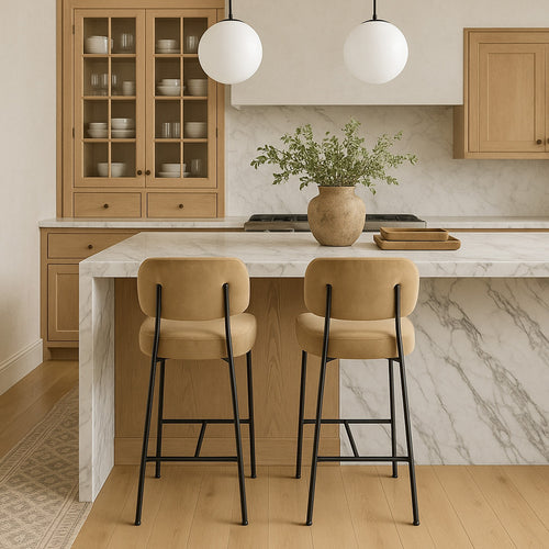 Zarelle Performance Fabric Upholstered Counter Stool in Beige