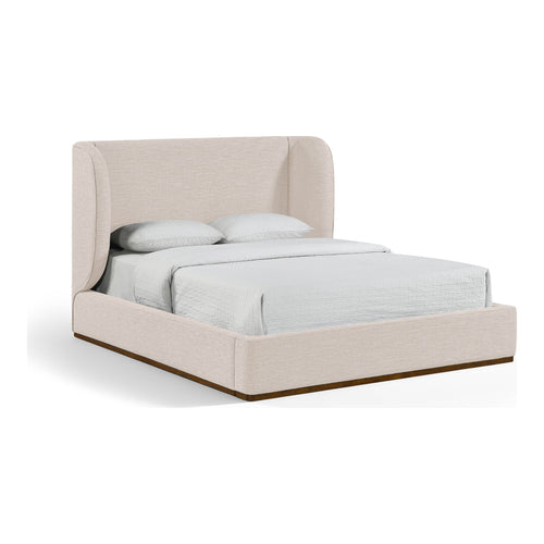 Aurin Linen Textured Fabric Upholstered King Bed in Beige
