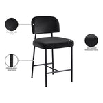 Zarelle Performance Fabric Upholstered Counter Stool in Black