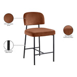 Zarelle Performance Fabric Upholstered Counter Stool in Cognac