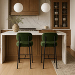 Zarelle Performance Fabric Upholstered Counter Stool in Green