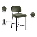 Zarelle Performance Fabric Upholstered Counter Stool in Green