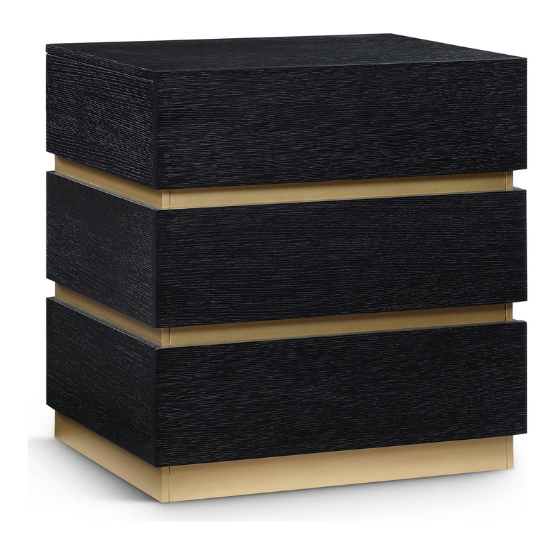 Zaylan Oak Veneer Nightstand in Black