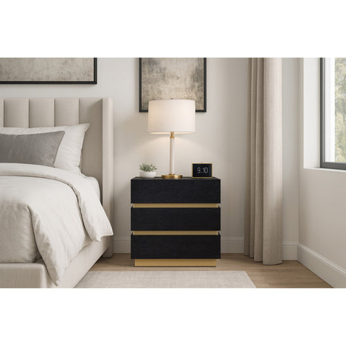 Zaylan Oak Veneer Nightstand in Black